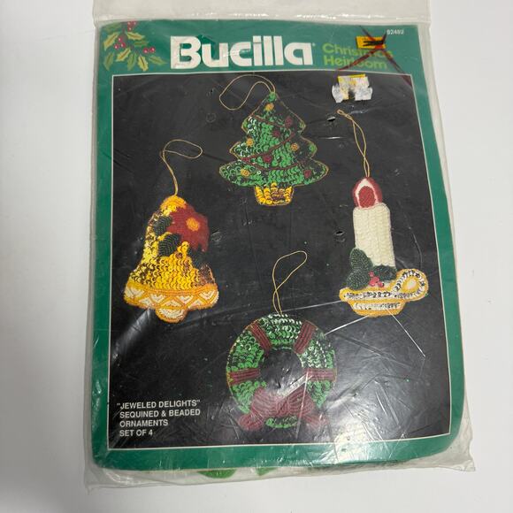 Bucilla 82482 Christmas Heirloom JEWELED DELIGHTS Ornaments NEW Sealed - Picture 2 of 5